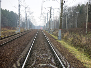 railway with rails and sleepers in autumn in the Moscow region