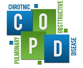 Obraz na płótnie Canvas COPD - Chronic Obstructive Pulmonary Disease Green Blue Squares 