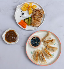 Steaks and Gyoza Mixed Dishes
