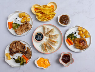 Steaks and Gyoza Mixed Dishes