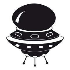 UFO icon, spacecraft of alien. Vector flat black color style