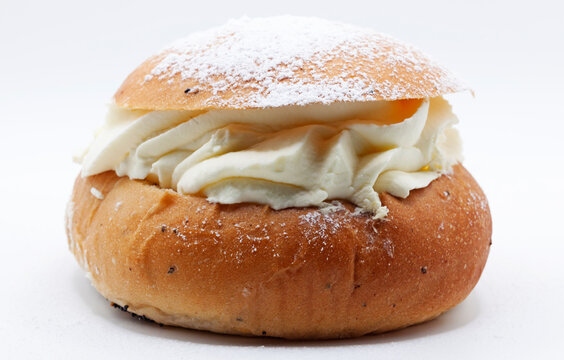 a classic semla against a white background
