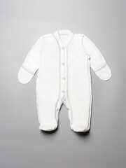 a set of children's wearable white overalls for newborns and small ages. on release
