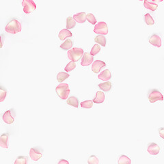 number 8 from roses on a white background