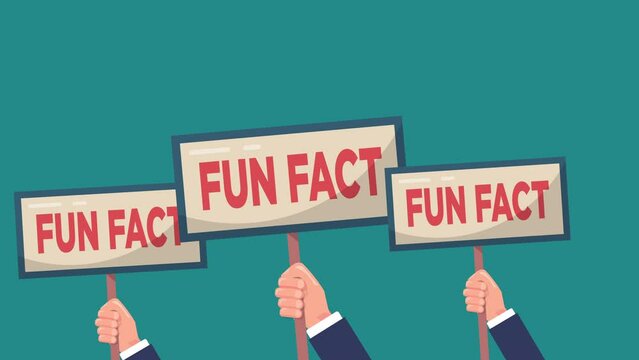 fun fact sign animation. hand of businessman hold sign - animation concept. 4K motion animation.