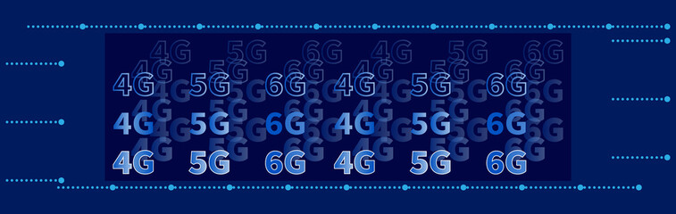 Technology background high speed network 4G 5G 6G. Light blue dotted signal lines in graphic style. Data transfer technology business concept. Intercontinental global connection. Wireless and Internet