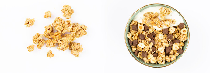 hazelnuts in bowl on white background
