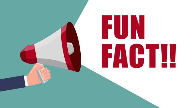 hands of businessman hold megaphone and fun fact text animation.4K motion animation.