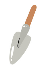 Garden shovel with wooden handle. Vector illustration isolated on white background. 