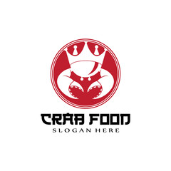Red Crab Sea Animal Logo Vector, Seafood Making Ingredients, Illustration Design Suitable For Stickers, Screen Printing, Banners, Restaurant Companies