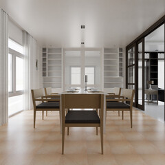 Naklejka na ściany i meble Home decor. Living room. Stylish interior 3D render. Modern apartment 3D illustration.