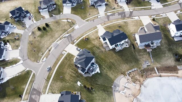 Still image over a suburban neighborhood outside Grand Rapids.