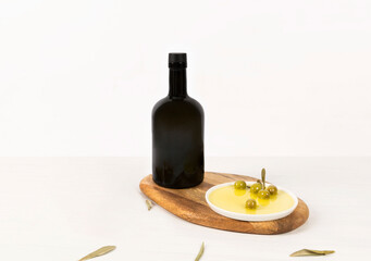 black oil bottle on a white background