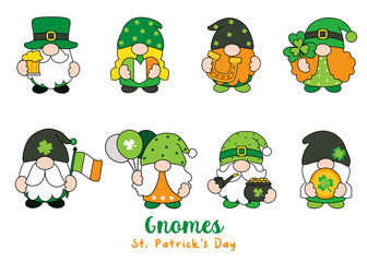 St. Patrick's Day Gnomes Filled Clipart
