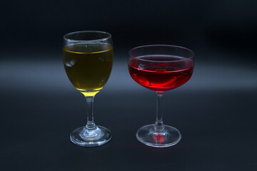 Red and white wines are made from grapes. When you drink it in a tall glass of champagne.