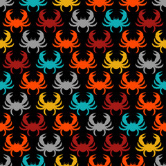 Crab pattern seamless. Sea cancer background. Sea animal texture. Baby fabric ornament