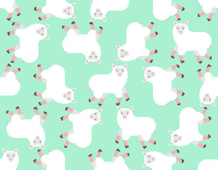 Sheep pixel art pattern seamless. Lamb cartoon 8 bit background. Farm animal pixelated texture