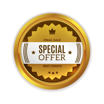 Special offer label with royal crown symbol. Quality badge