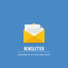 Newsletter Icon Design on Color Background.	