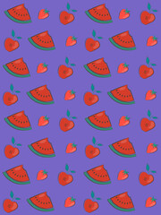 Fruit pattern. Watermelon, strawberry, apple
