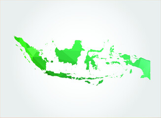 Indonesia Map. Green Color on white background polygonal