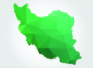 Iran Map Green Color on white background polygonal
