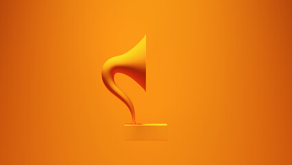 Orange Vibrant Digital Gramophone Vintage Music Audio Equipment Post-Punk Stereo Bright Orange Background 3d illustration render