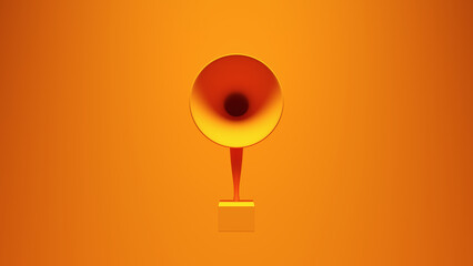 Orange Vibrant Digital Gramophone Vintage Music Audio Equipment Post-Punk Stereo Bright Orange Background 3d illustration render