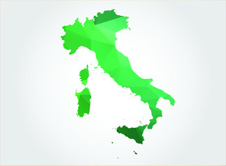 Italy Map Green Color on white background polygonal