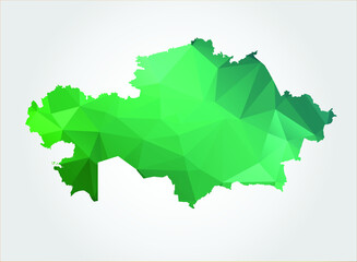 Obraz premium Kazakhstan Map Green Color on white background polygonal