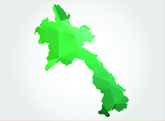 Laos Map Green Color on white background polygonal