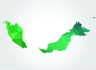 Green Color on white background polygonal