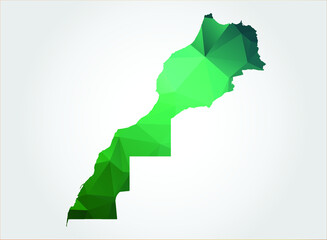 Morocco Map Green Color on white background polygonal