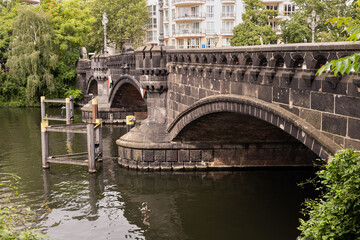 Fototapeta na wymiar Moabiter Bridge Over River Spree In Berlin, Germany