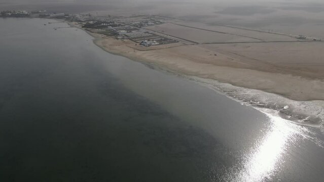 Beach sand at Paracas in Peru extends many kilometers inland, aerial