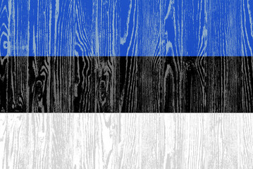 Flag of Estonia on wooden background