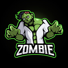 Zombie cartoon mascot logo design vector with modern illustration concept style for badge, emblem and tshirt printing