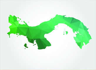 Panama Map Green Color on white background polygonal