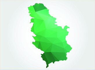  Serbia Map Green Color on white background polygonal