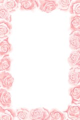 Fototapeta na wymiar Elegant pink roses floral bouquet as a frame. Vector summer border design