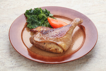 Roasted duck leg with orange sauce