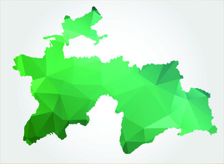 Tajikistan Map Green Color on white background polygonal