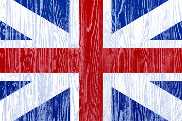 Flag of The United Kingdom on wooden background