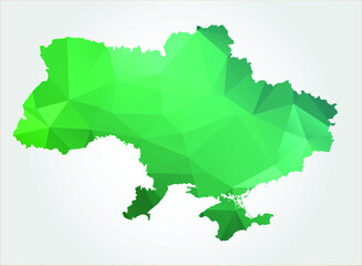 Ukraine Map. Green Color on white background polygonal