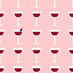 Seamless pattern with glass with wine for fabrics and textiles and linens and gifts and cards and kitchen