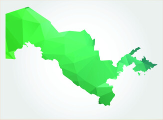  Uzbekistan Map Green Color on white background polygonal