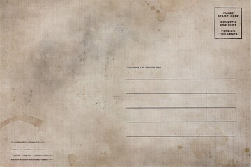 Backside of old postcard with dirty stains
