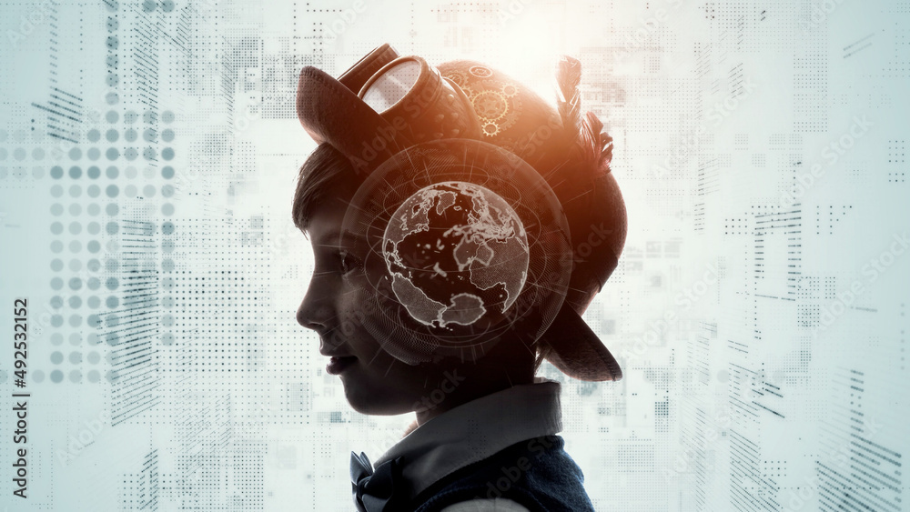 Poster education technology concept. edtech. ai (artificial intelligence). digital transformation.