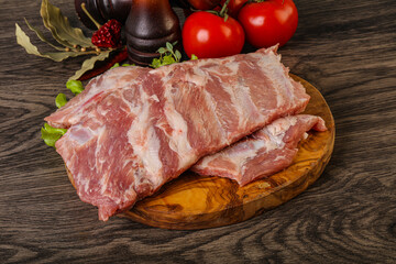 Raw pork ribs for cooking