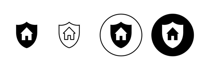 house insurance icons set. house protection sign and symbol
